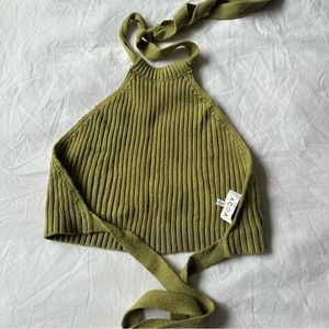 Green knit halter top